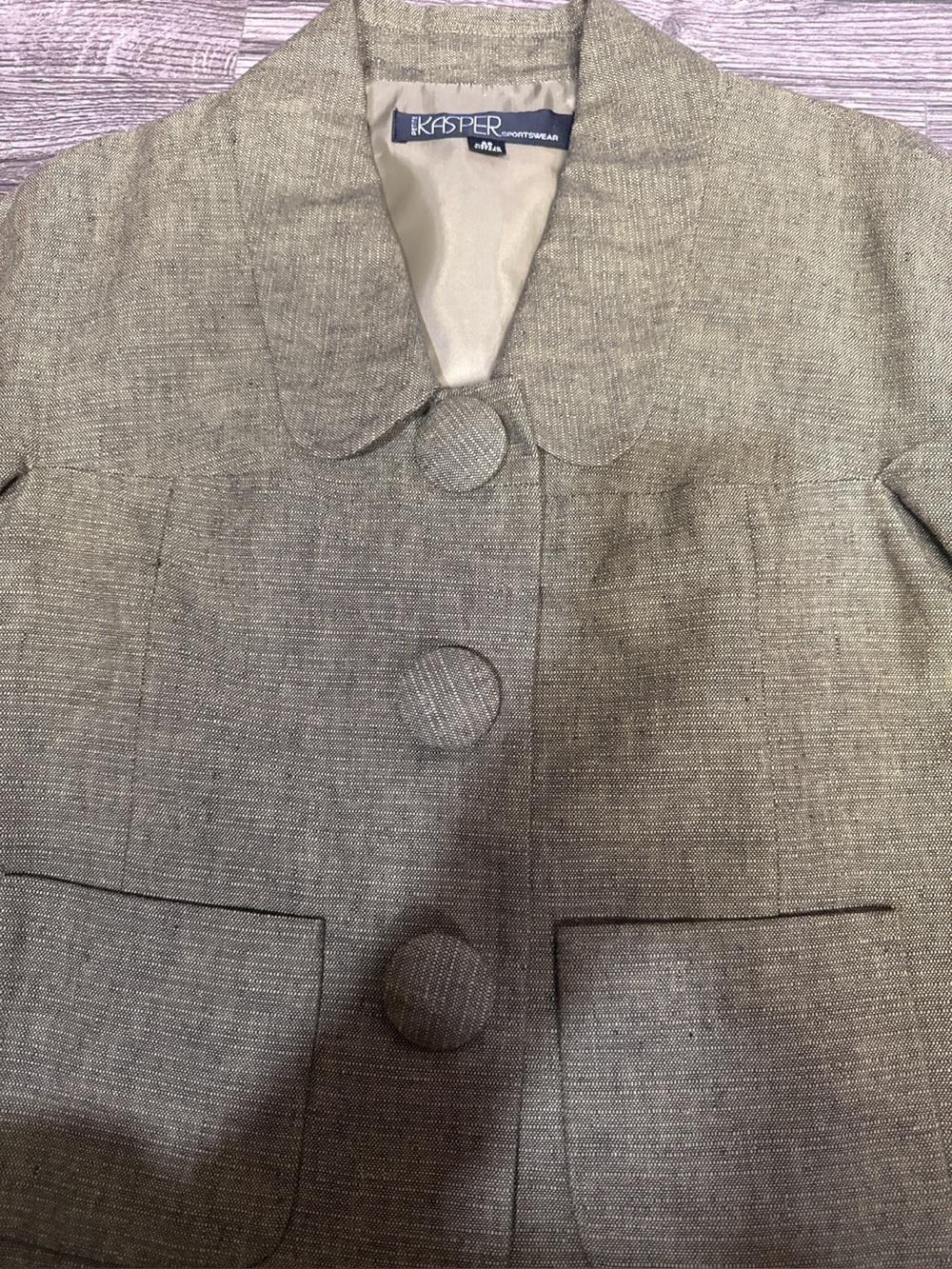 Kasper Petite Linen Cotton Olive Green Blazer Jacket NWT Size 2P - Picture 7 of 10